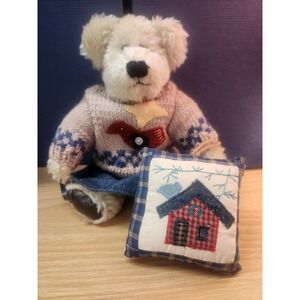 Vintage Boyds Bears Delmarva Crackenpot Plush Bear With Sweater Skirt And Pillow